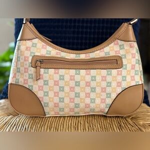 Villager by Liz Claiborne Vintage Y2K Pastel Checkered Baguette Shoulder Bag